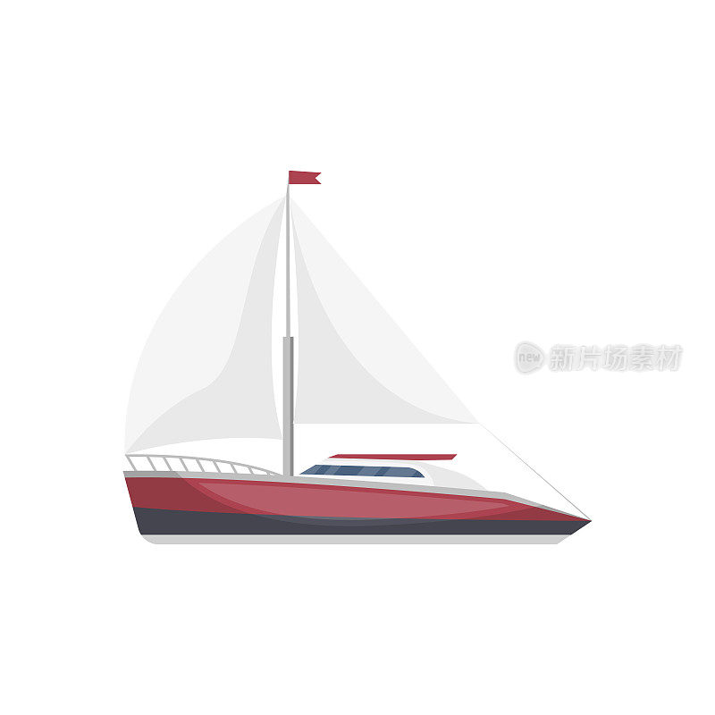 Sea sail yacht side view isolated icon